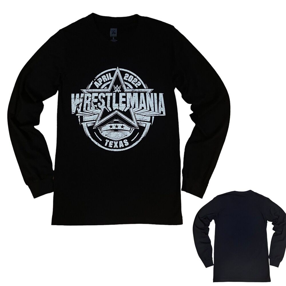 WWE Authentic Wrestlemania April 2022 Texas Long Sleeve T-Shirt Small Slim Fit